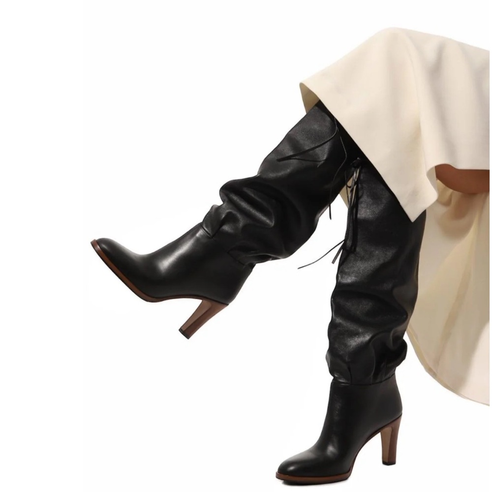 GUCCI 💚❤️ Knee High LISA Leather Boots 37.5 7.5 7 - Picture 2 of 14